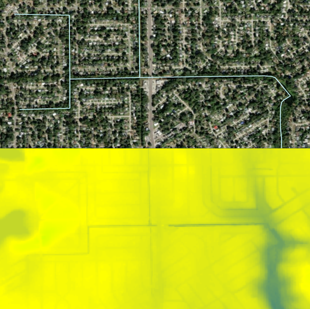 A satellite image of a neighborhood Description automatically generated