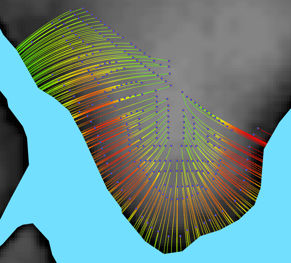 A colorful lines on a black background Description automatically generated